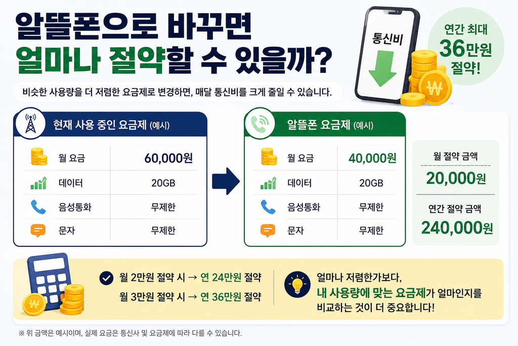 알뜰폰으로 바꾸면 얼마나 절약할 수 있을까?