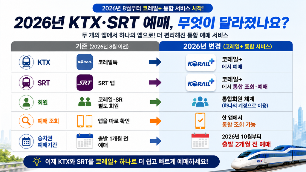 KTX,SRT 예매, 무엇이 달라졌나요?